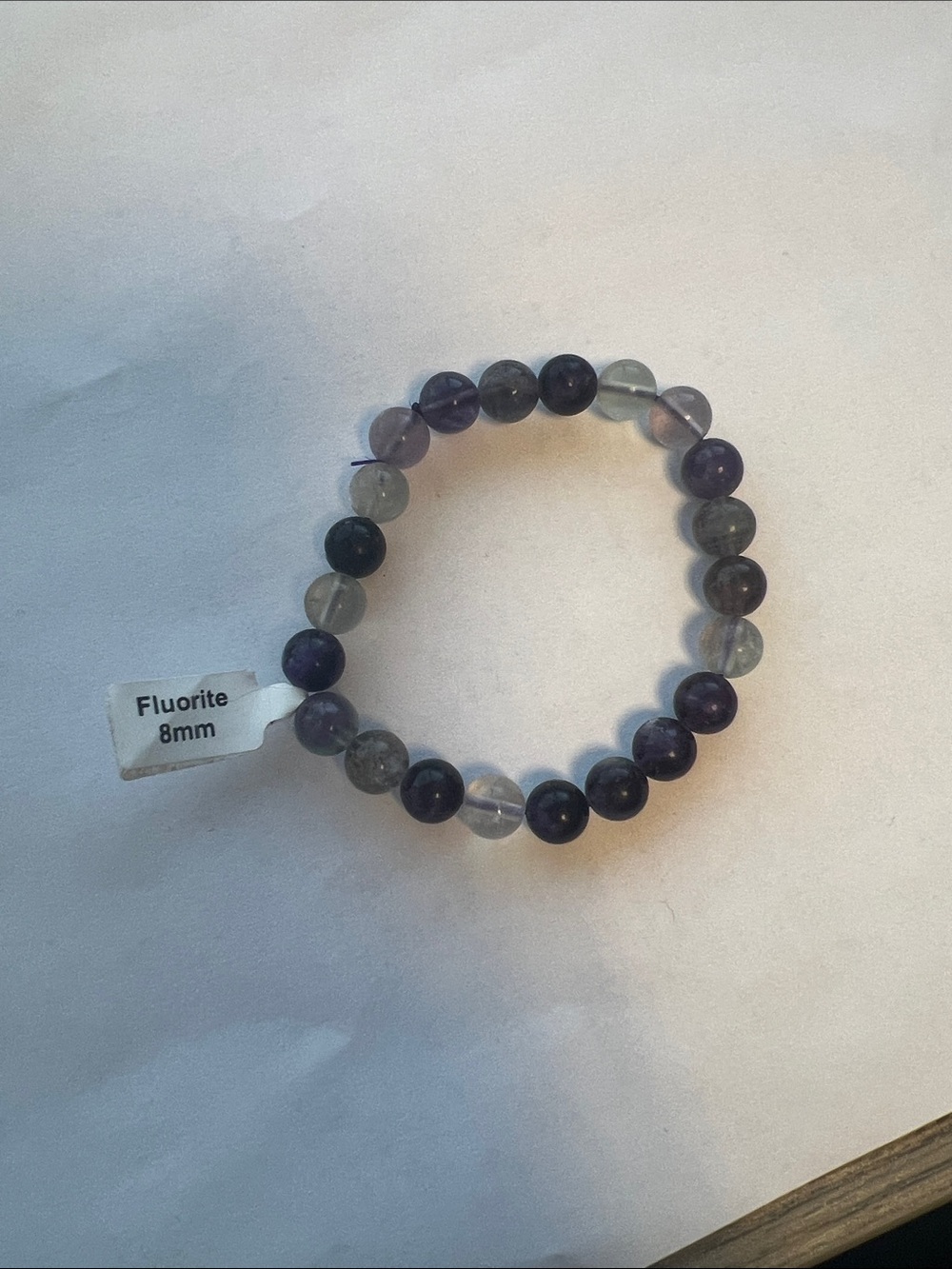 Fluorite 8mm Beaded Stretch Bracelet - Purple & Green Hues